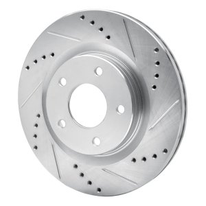 Nissan Juke Brake Rotor (1) - Front Right - R1 Concepts - Drilled & Slotted - Silver - `11-`19
